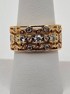 925 Silver Gold Men Moissanite Filigree Band Ring 8